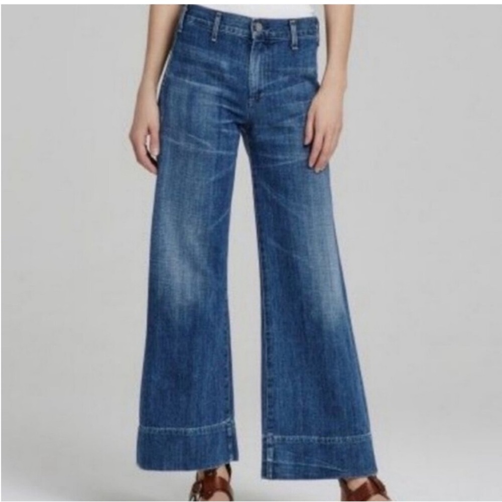 Citizens Of Humanity Wide Leg Flare Jeans in Denim Blue